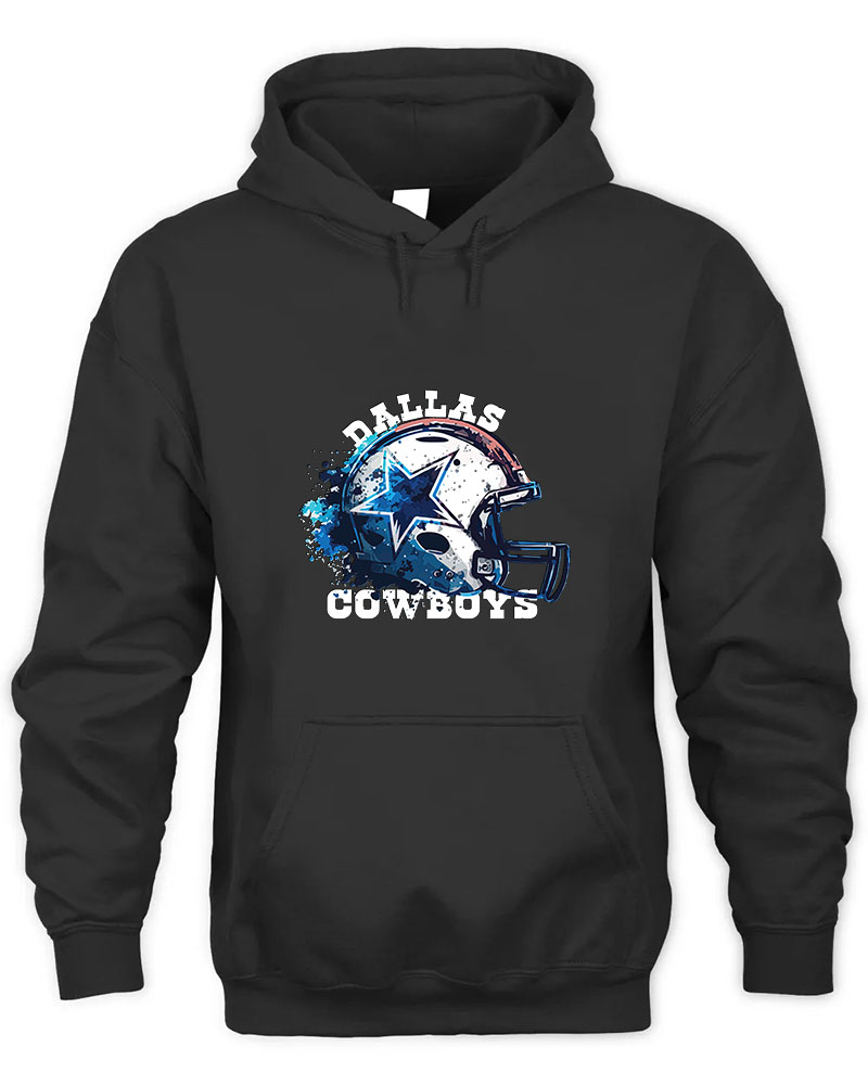 Vintage Cowboys Helmet Graphic Tee Unisex Hooded-Black