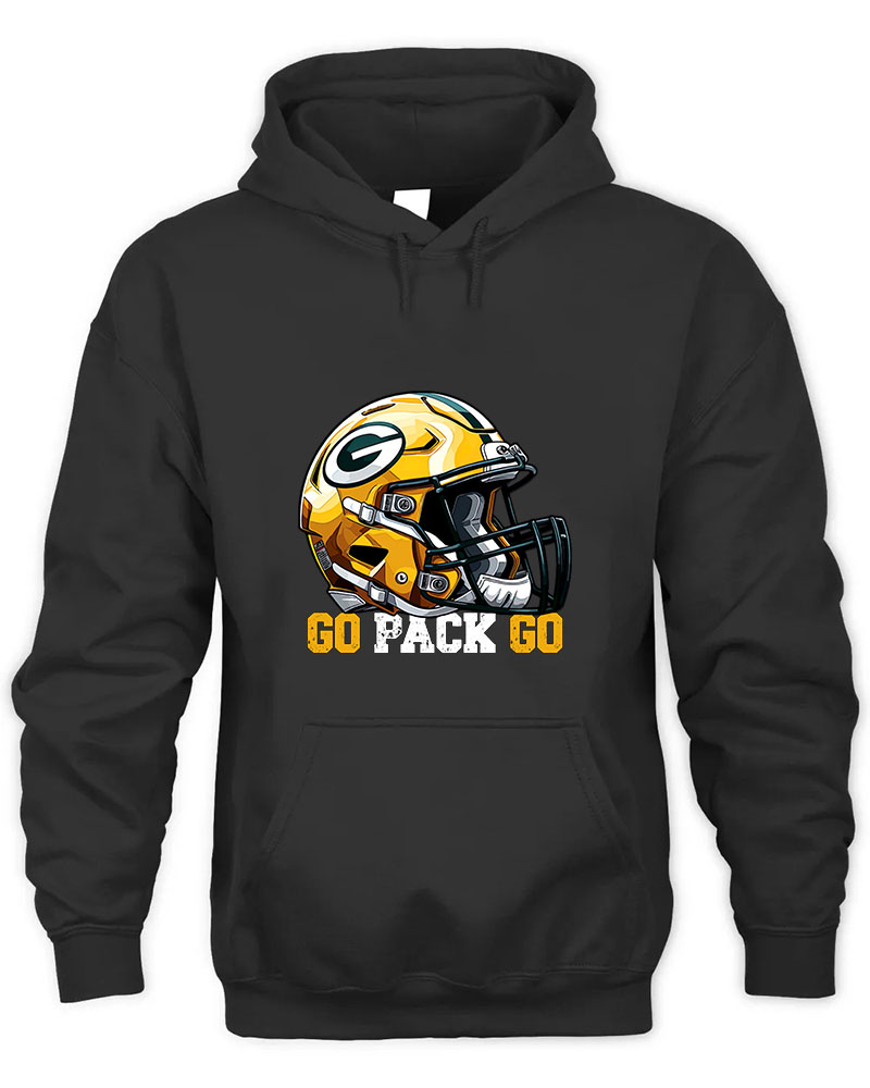 Vintage Go Packers Graphic Tee Unisex Hooded-Black