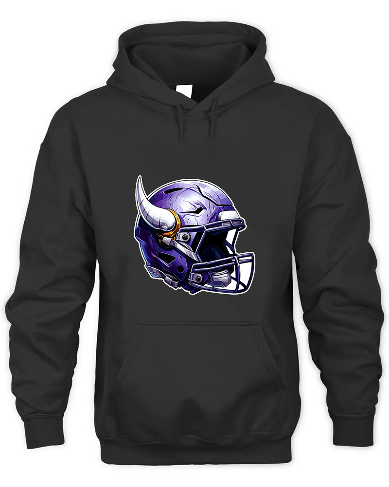 Vintage Minnesota Vikings Helmet Graphic Tee Unisex Hooded-Black