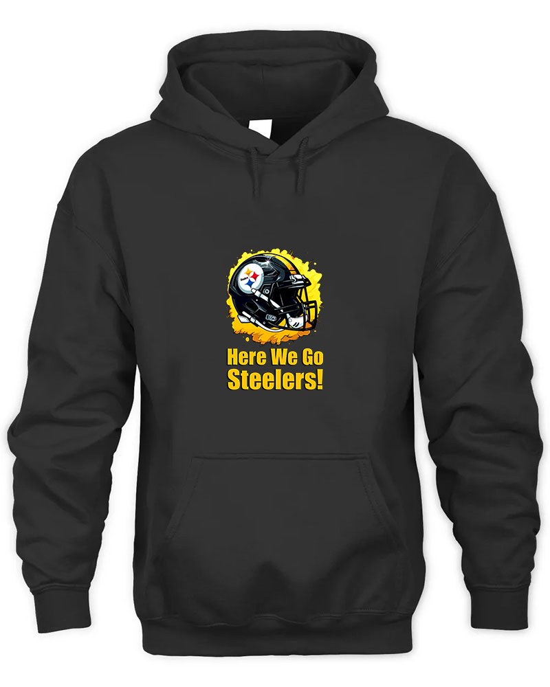 Vintage Pittsburgh Steelers Graphic Tee Unisex Hooded-Black