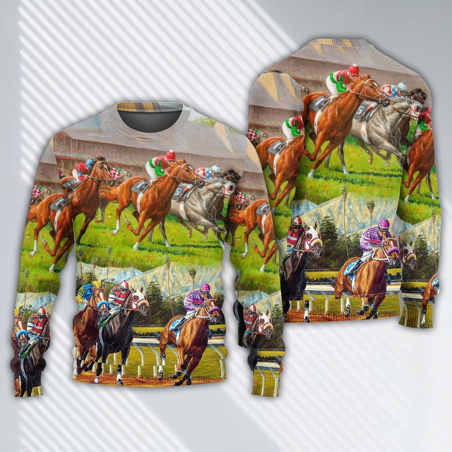 Horse Racing Don't Look Back - Sweater - Ugly Christmas Sweaters