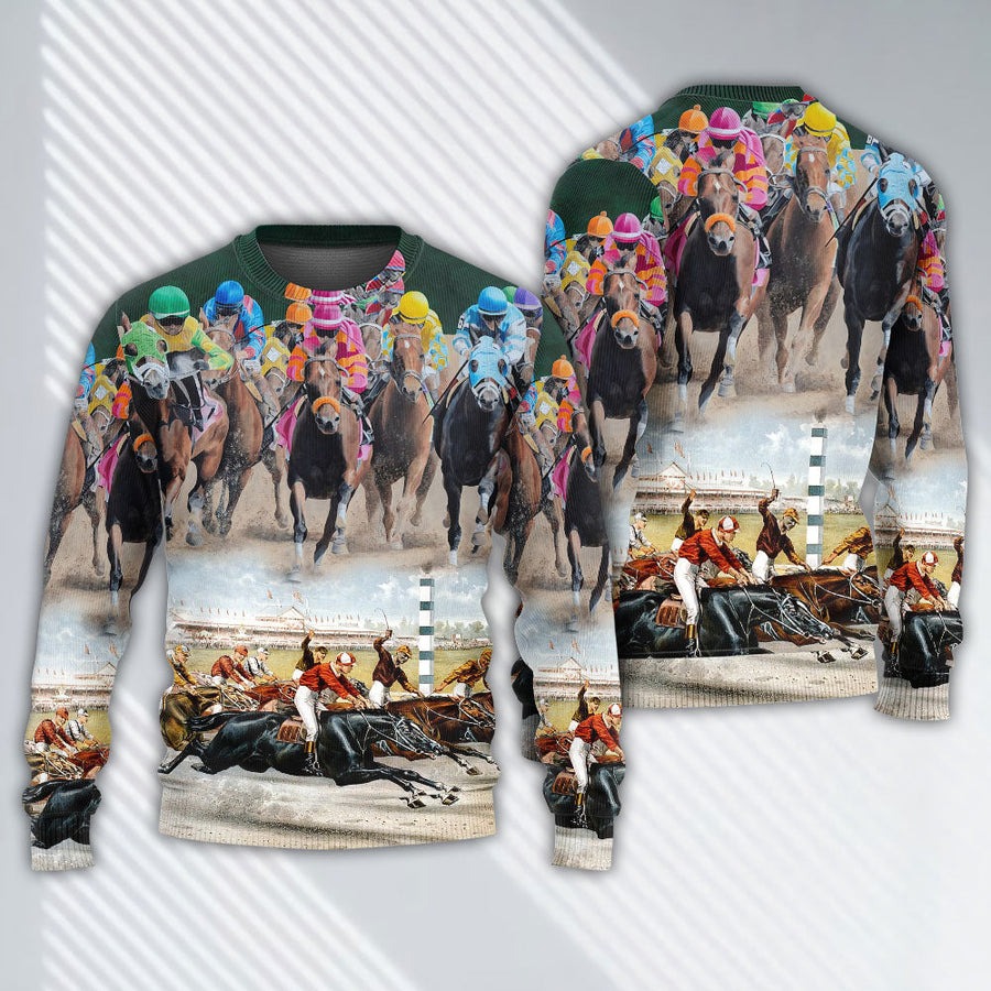 Horse Racing Great Horse Best Seat - Sweater - Ugly Christmas Sweaters