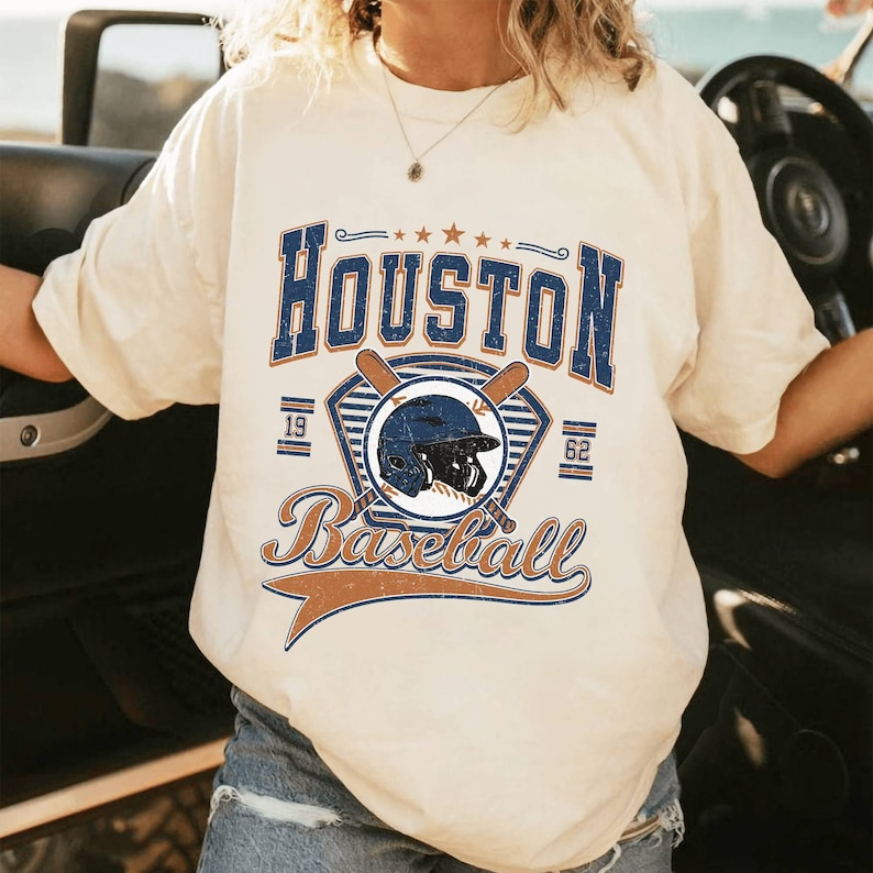 Houston Baseball Shirt  Vintage Baseball Team Shirt Baseball Player Shirt  Game Day Shirt  Sport Lover Shirt