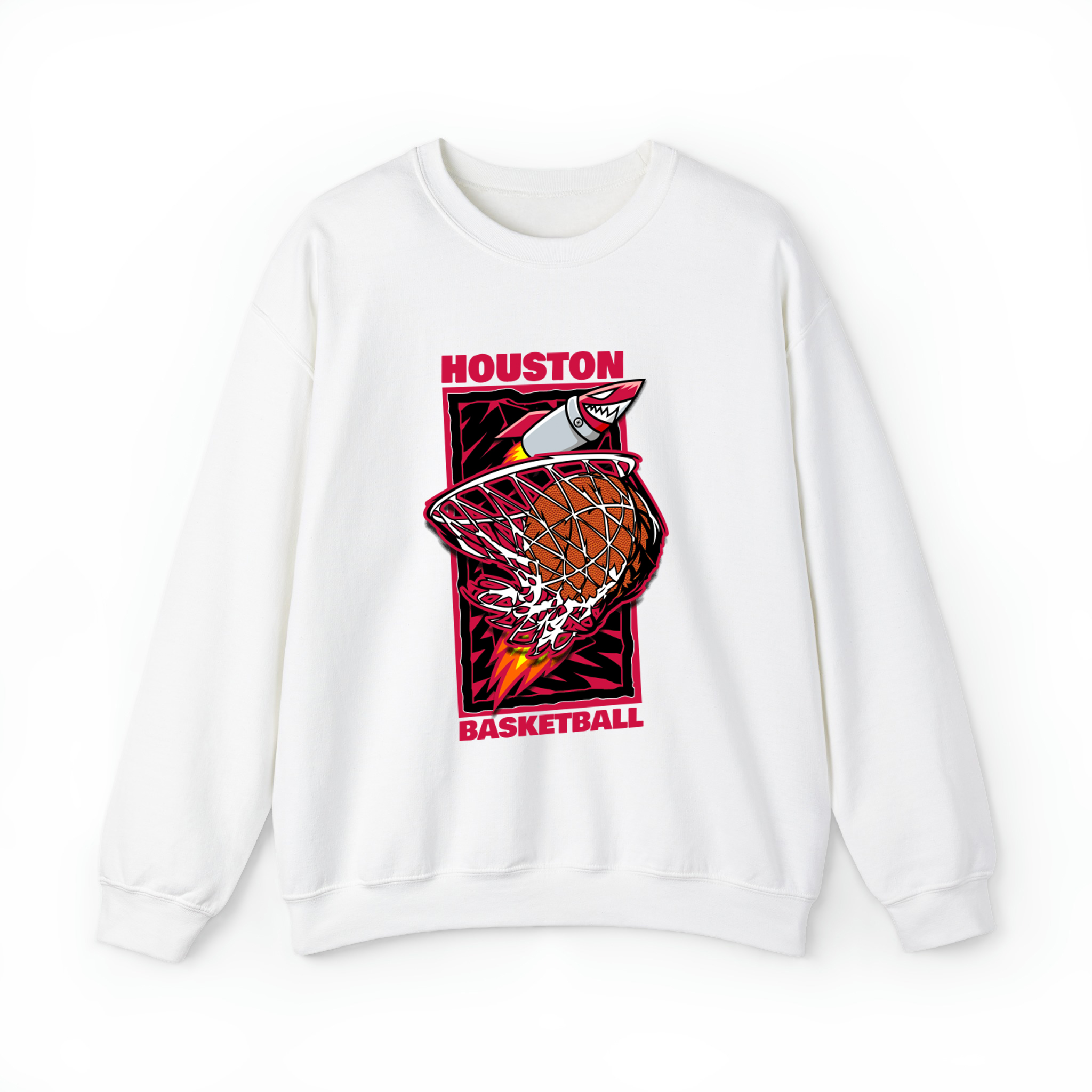 Houston Basketball 90s Style Unisex Sweatshirt- White