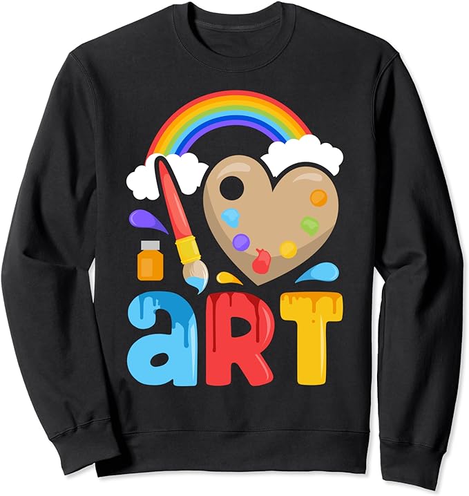 I Love Art Artist Painter Colorful Painting Gifts Kids Girls Sweatshirt