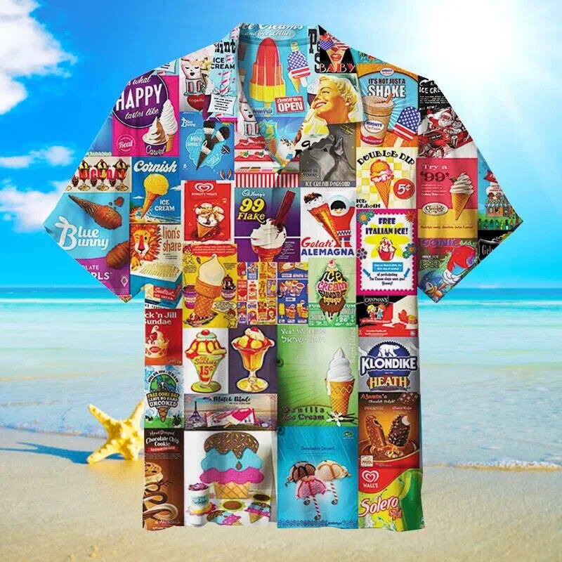 ICE CREAM - Unisex Hawaiian Shirt, Gift For Men, S-5XL US Size, 2 Styles