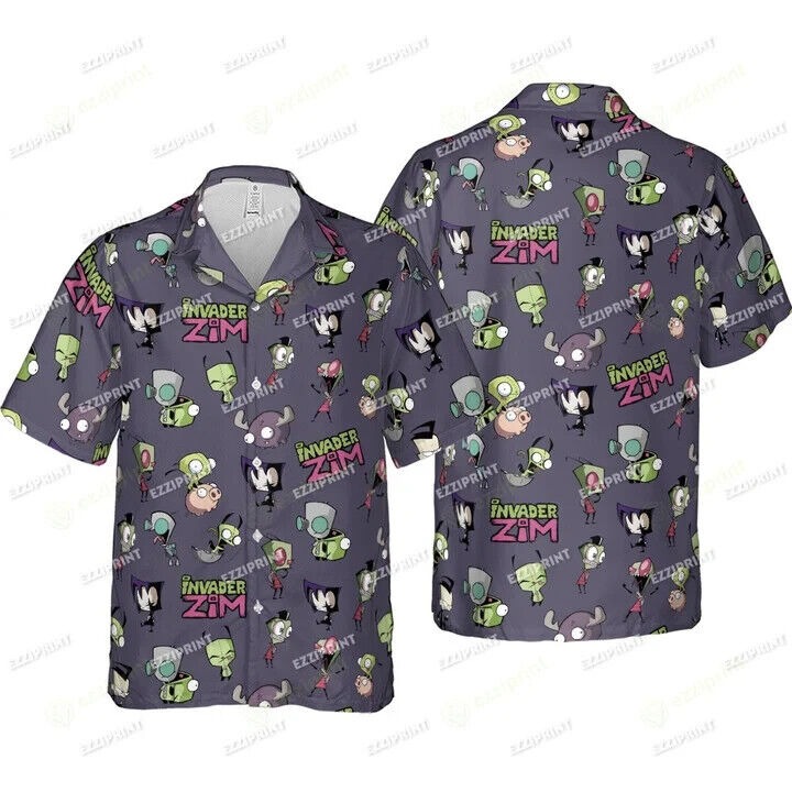 INVADER ZIM PATTERN HAWAIIAN SHIRT, S-5XL US Size, Gift For Men, Birthday Gift