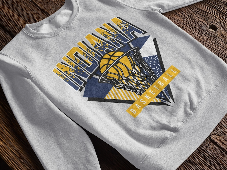 Indiana Basketball 90s Throwback Crewneck Unisex Sweatshirt