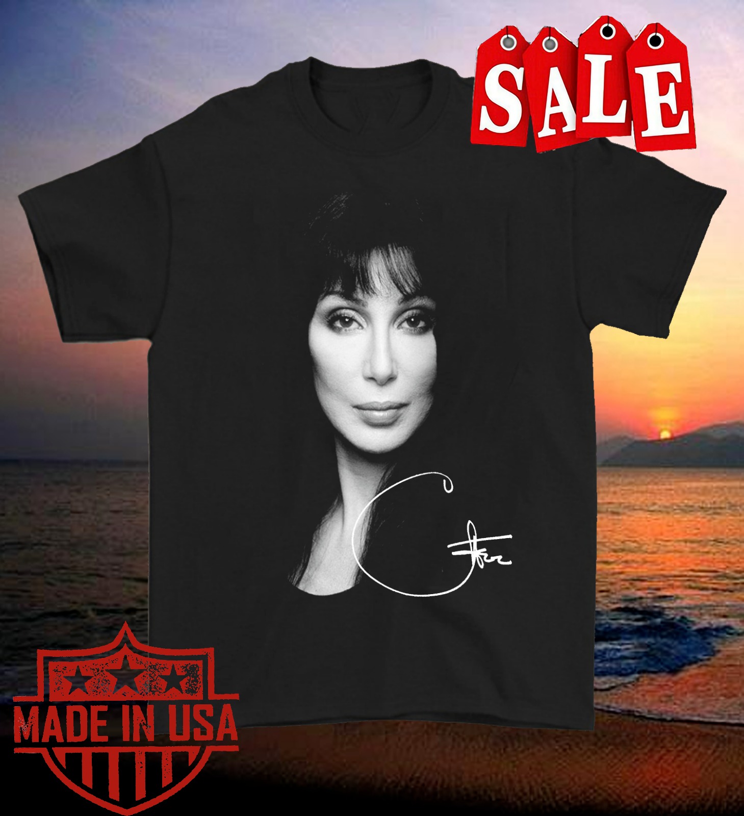 Inspired Cher Signature Cotton Black Men T Shirt S to 5XL Gift For Fans