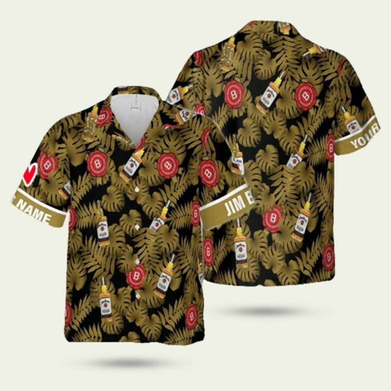 JIM BEAM WHISKEY FLORAL HAWAIIAN SHIRT