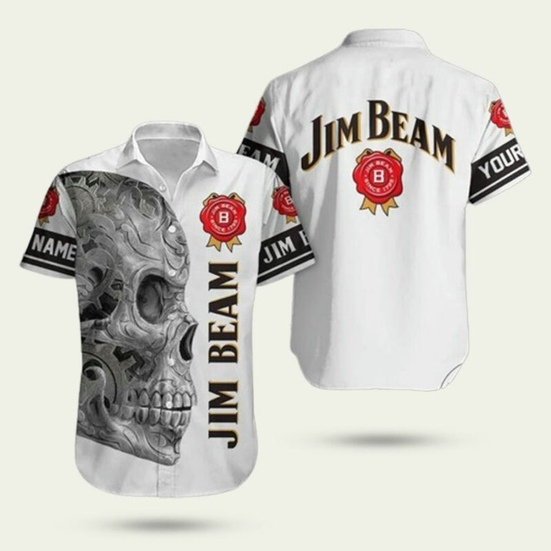 JIM BEAM WHISKEY SKULL HAWAIIAN SHIRT