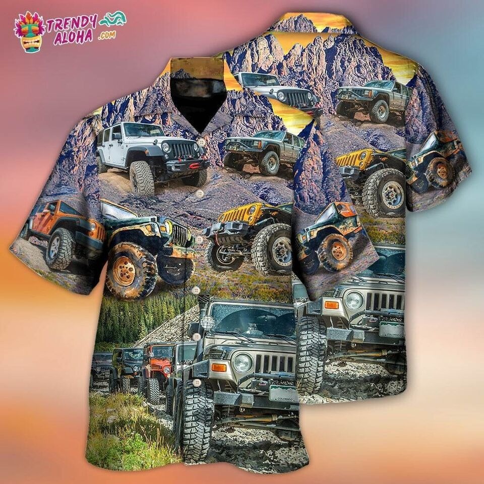 Jep Car In The Mountain Sunset Vinta Hawaiian Shirt, Gift for men, S-5XL US Size