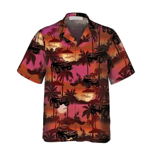 Jep Tropical Palm Trees Beach At Sunset Hawaiian Shirt, for men, S-5XL US Size