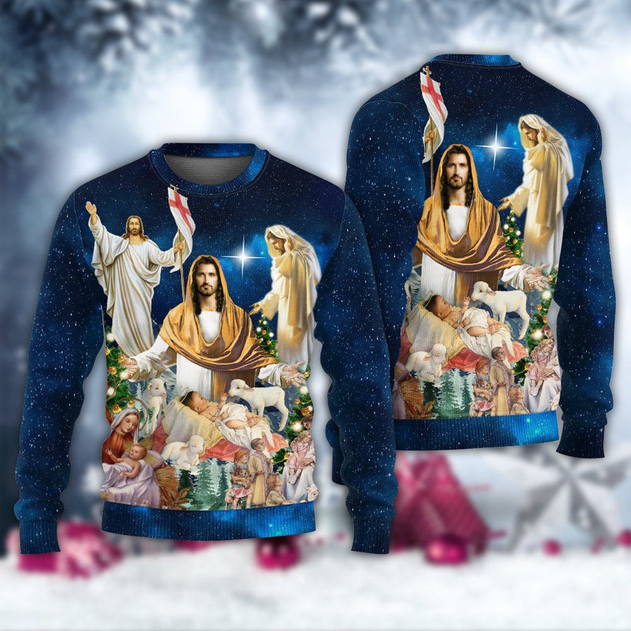 Jesus Christmas Miracle Night - Sweater - Ugly Christmas Sweaters