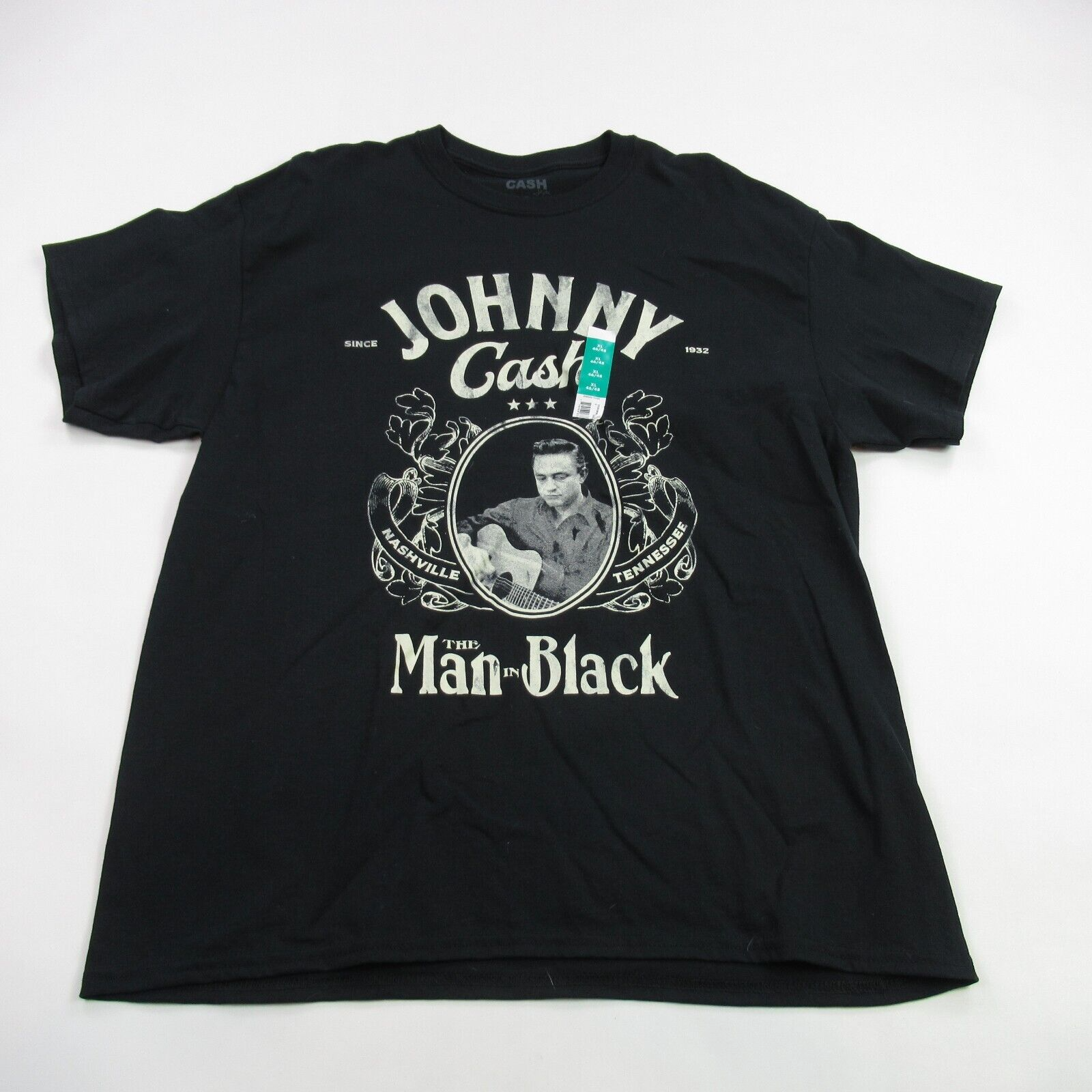 Johnny Cash Shirt Mens XL Short Sleeve Casual Concert Tour Man in Black