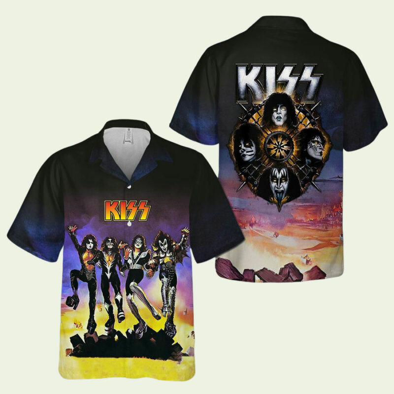 KISS ROCK BAND FLORAL ALOHA HAWAIIAN SHIRT