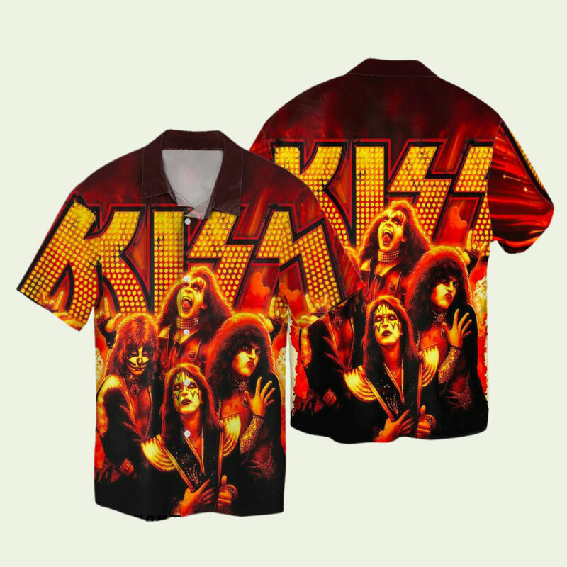 KISS ROCK BAND FOUR MEMBERS HAWAIIAN SHIRT