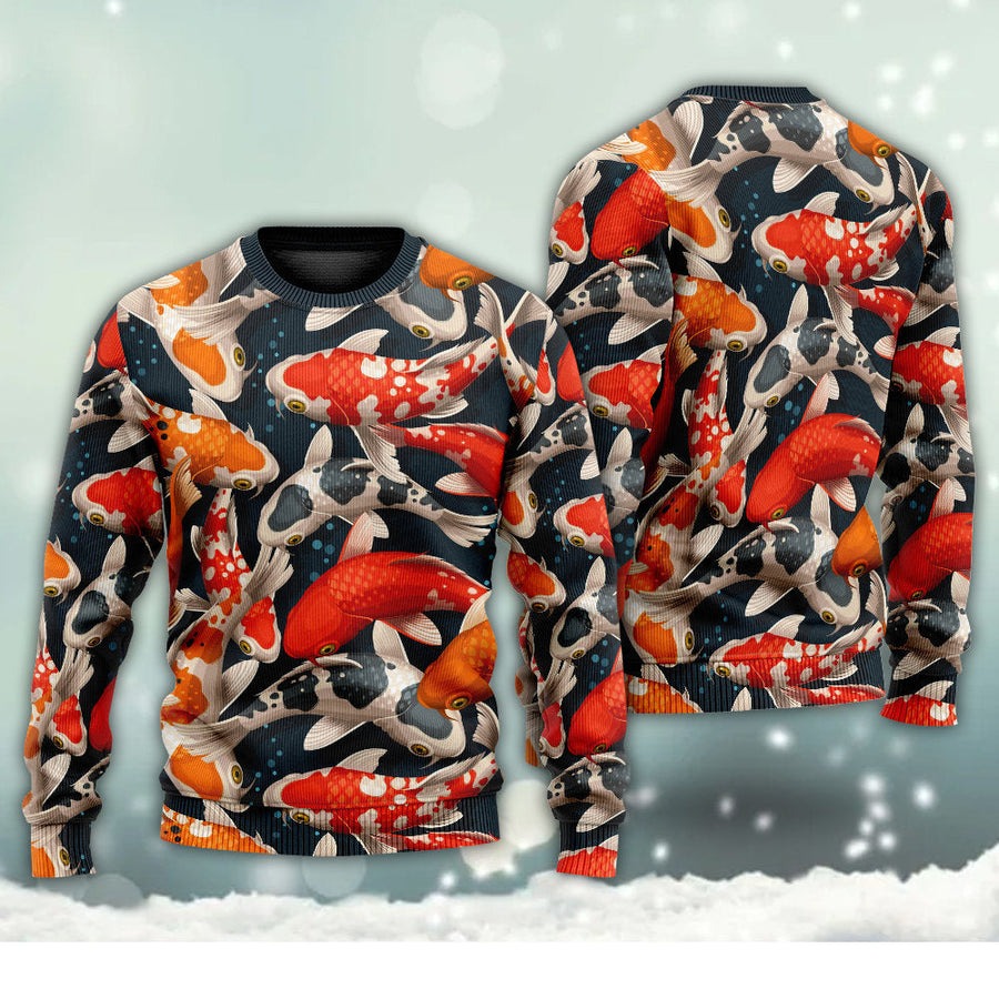 Koi Fish Swimming Colorful Crap - Sweater - Ugly Christmas Sweaters