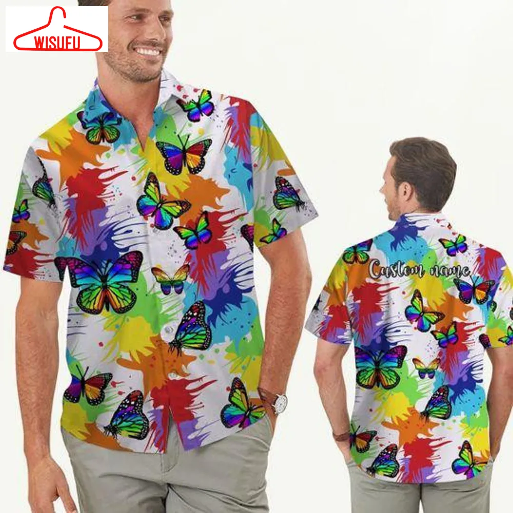 L-gbt Pride Rainbow Butterfly Aloha Hawaiian Shirt