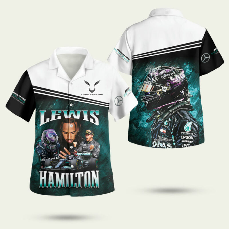 LEWIS HAMILTON MERCEDES AMG PETRONAS F1 TEAM HAWAIIAN SHIRT