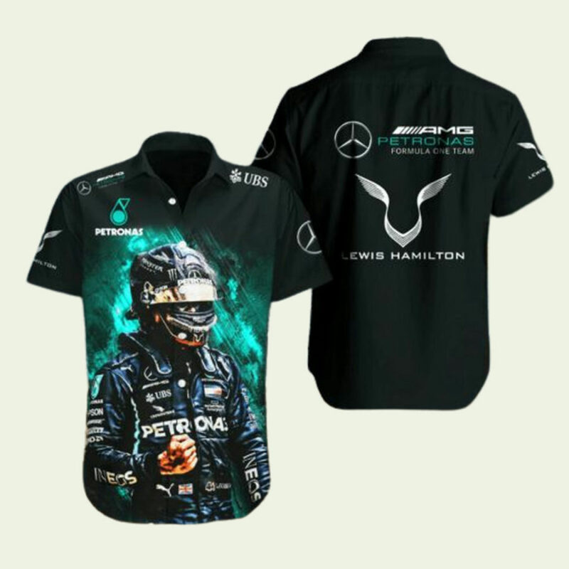 LEWIS HAMILTON MERCEDES AMG PETRONAS F1 TEAM UBS HAWAIIAN SHIRT