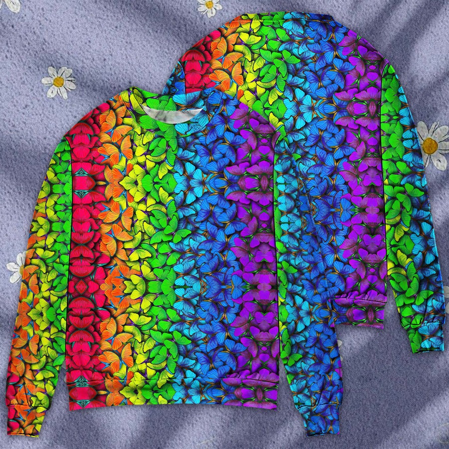 LGBT Colorful Rainbow Butterfly - Sweater - Ugly Christmas Sweaters