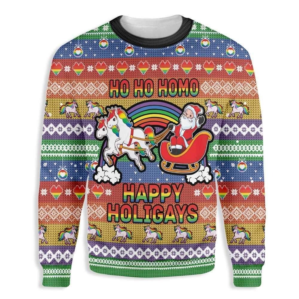 LGBT Ho Ho Ho Homo Happy Holigays Ugly Christmas Sweater