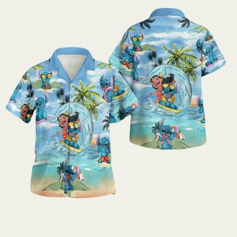 LILO AND STITCH BUTTON HAWAIIAN SHIRT