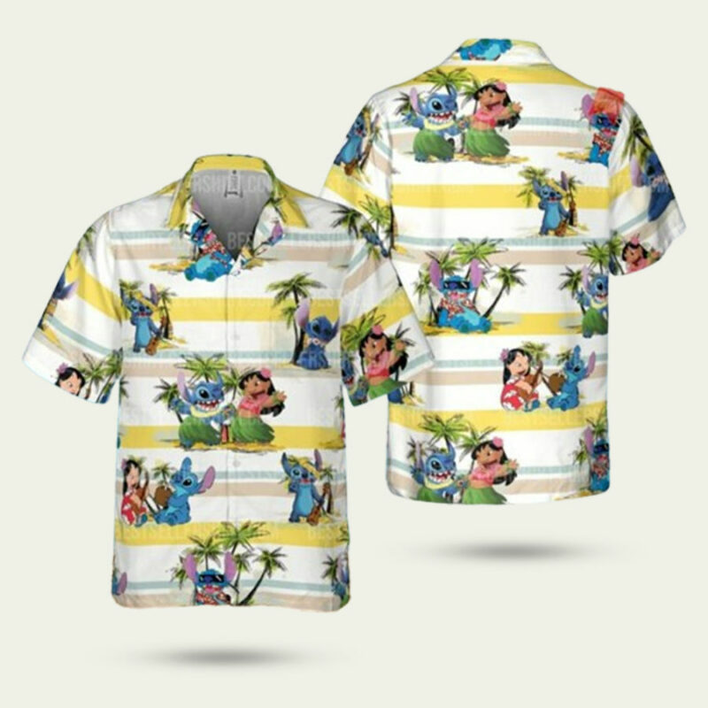 LILO AND STITCH DANCING ON THE BEACH HAWAIIAN SHIRT