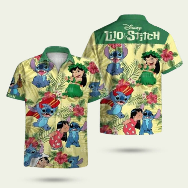 LILO AND STITCH HIBISCUS FLORAL DISNEY CRUISE 2024 DISNEY HAWAIIAN SHIRT