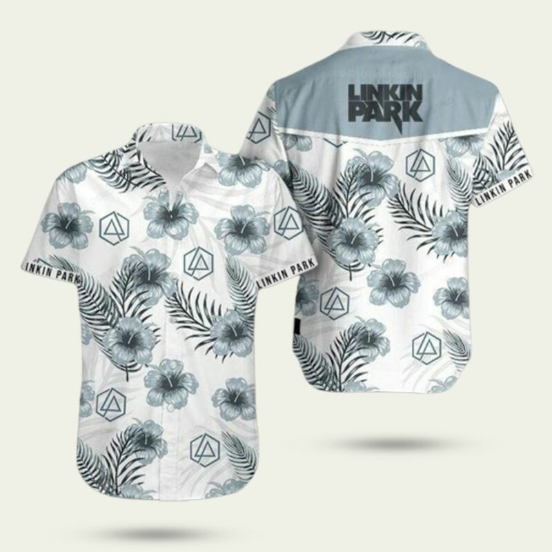 LINKIN PARK FLORAL WHITE PATTERN HAWAIIAN SHIRT