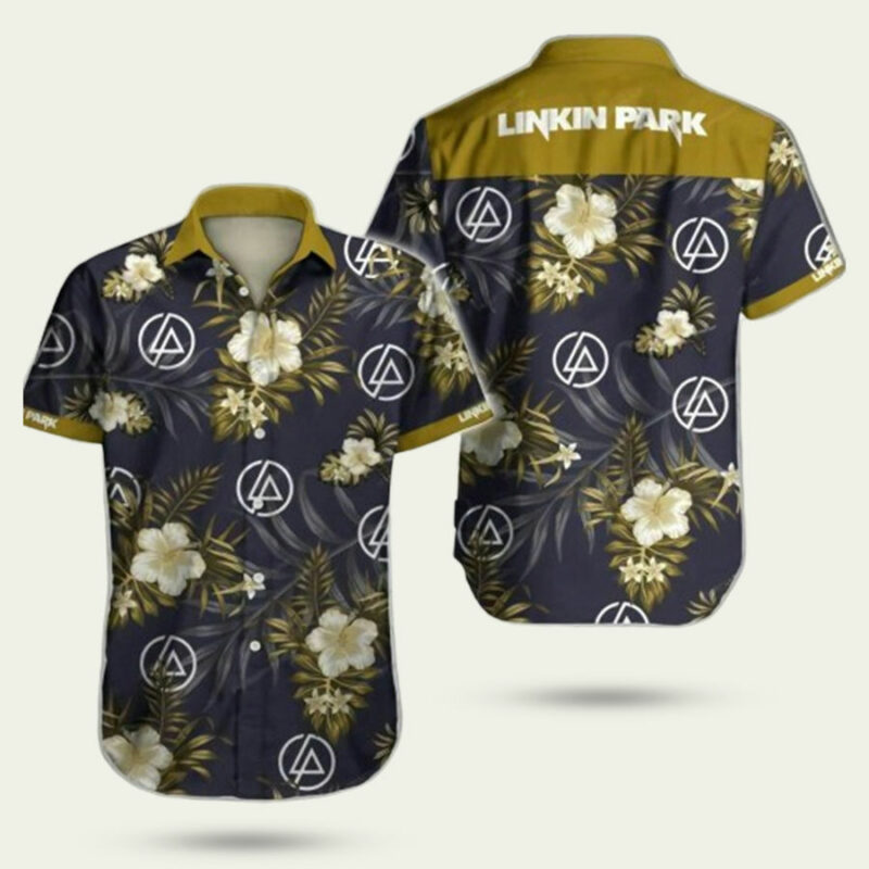 LINKIN PARK ROCK BAND TROPICAL YELLOW FLOWER HAWAIIAN SHIRT