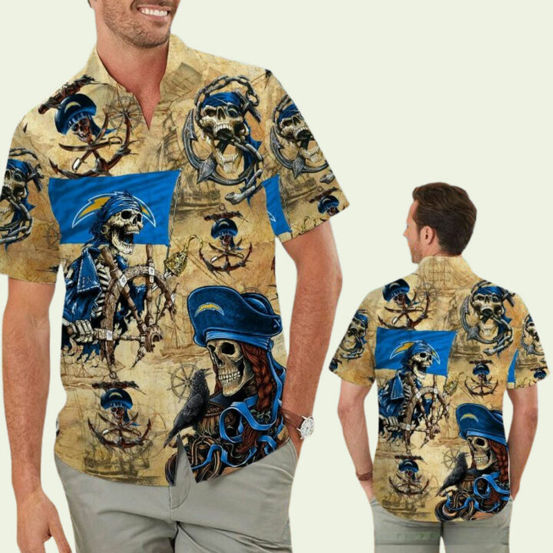 LOS ANGELES CHARGERS PIRATES ALOHA HAWAIIAN SHIRT