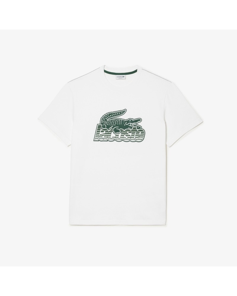 Lacoste - Stripped Letters Logo Tee - White