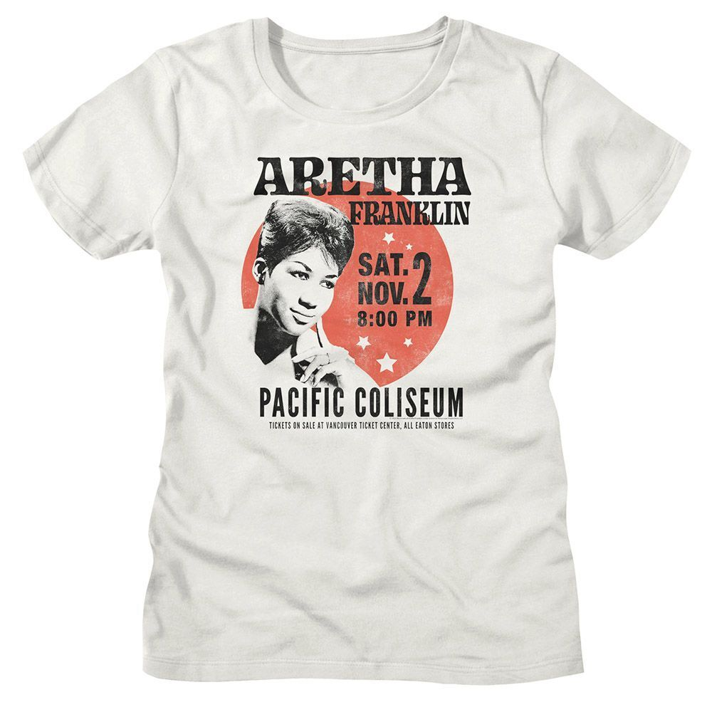 Ladies Aretha Franklin Circle Poster White Movie Shirt