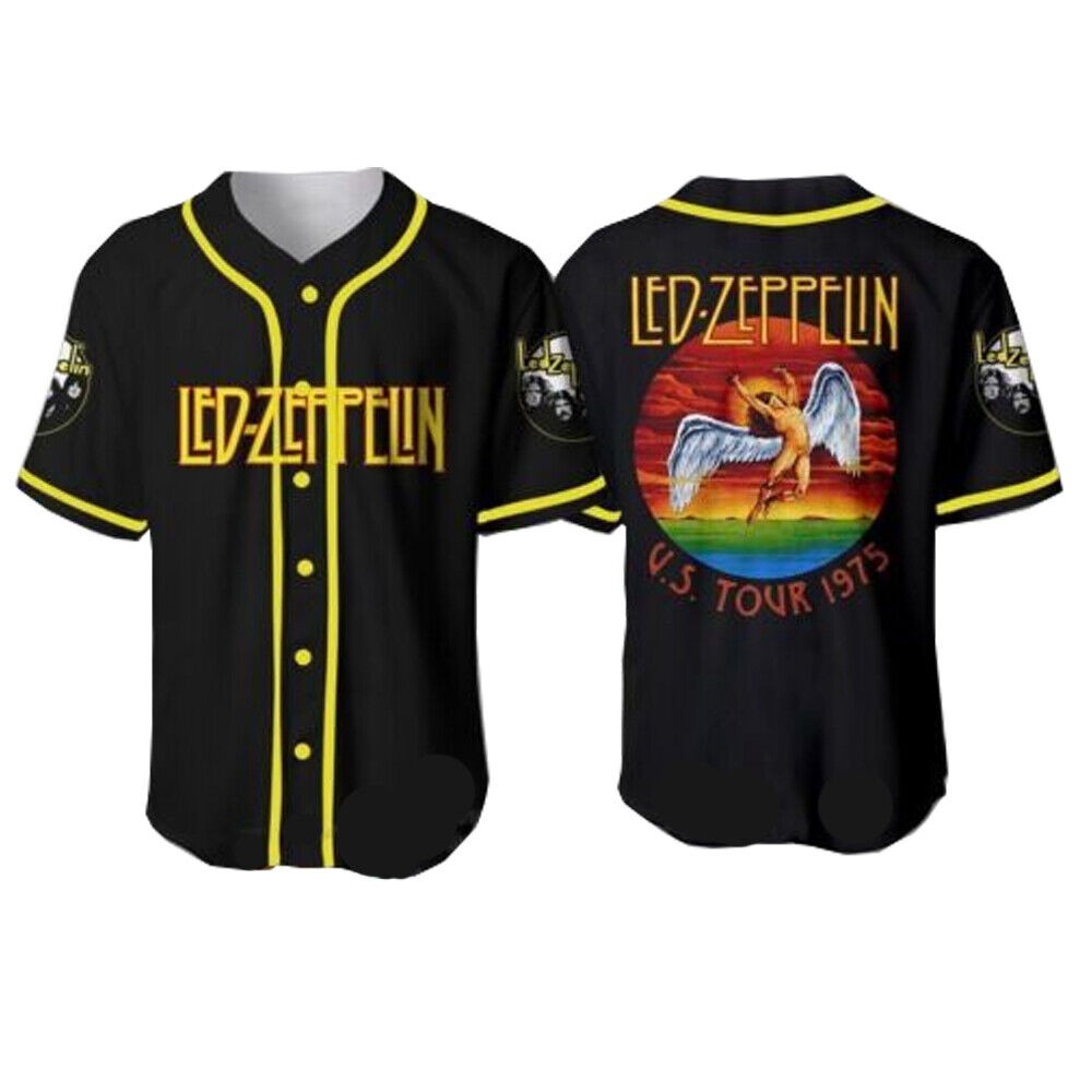 Led Zeppelin Rock Band Baseball Jersey Fanmade 3D Print Shirts Men Women