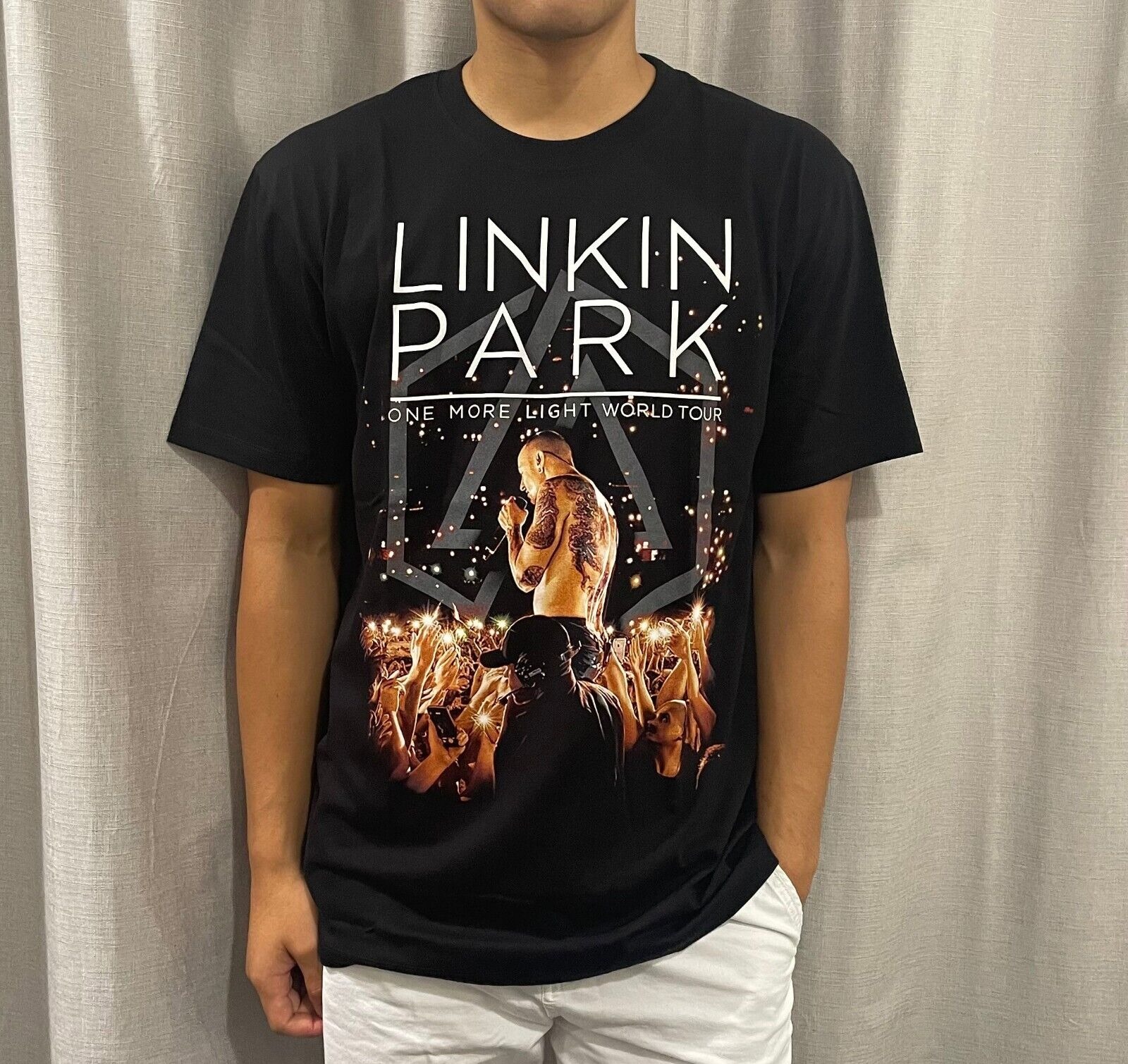 Linkin Park shirt ONE MORE LIGHT WORLD TOUR TEE New Black Tshirt Fullsizes