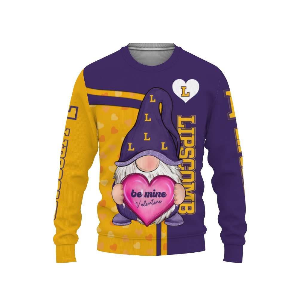 Lipscomb Bisons Be Mine Valentine, Gnomes With Valentine Football American, Valentine Day-3D Sweatshirt