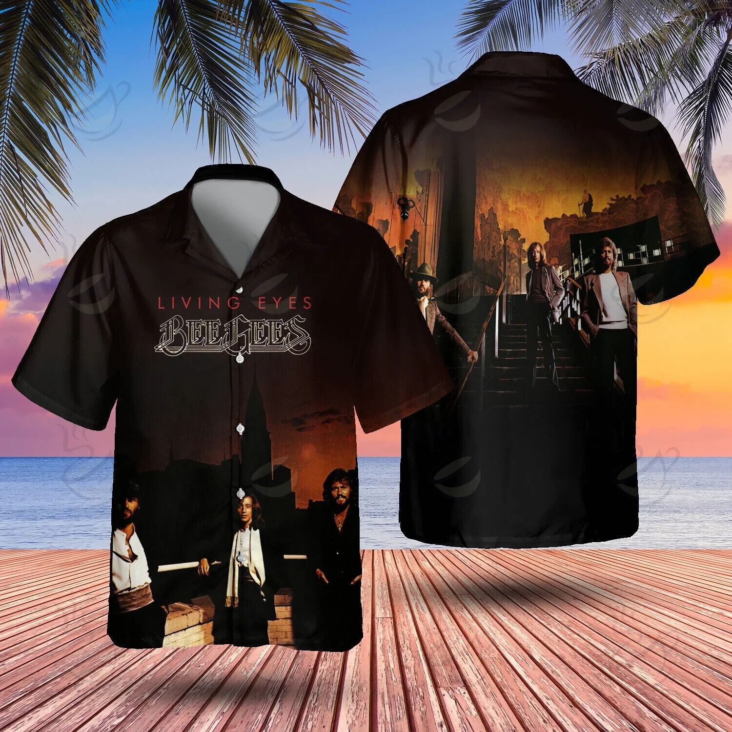 Living Eyes The Bee Gees Hawaiian Shirt, Music Lovers Shirt Size S-5XL, For Men