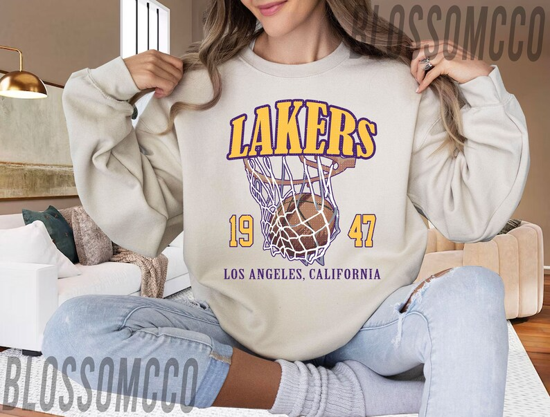 Los Angeles Basketball Shirt, Laker Est 1947 Sweatshirt, Laker Los Angeles Basketball TShirt, Women LA Laker Fan Gift Idea,Basketball