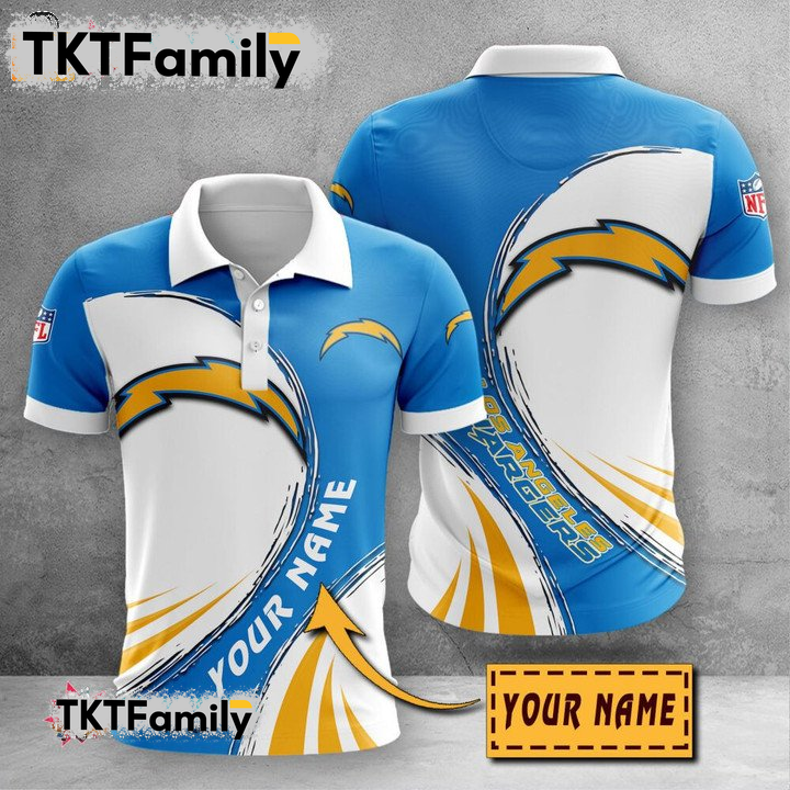 Los Angeles Chargers Custom Name 3D Polo Shirt TKT Familys