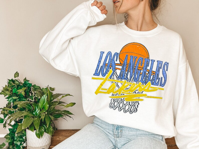 Los Angeles Lakers, Vintage Los Angeles Lakers Sweatshirt Tee, Los Angeles Basketball, Lakers Tee, Vintage Lakers, Retro Los Angeles