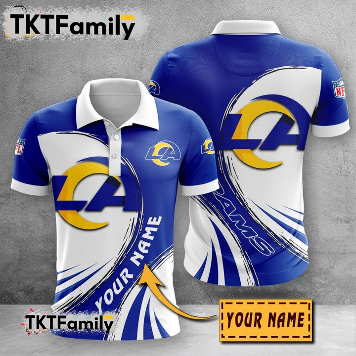 Los Angeles Rams Custom Name 3D Polo Shirt TKT Familys