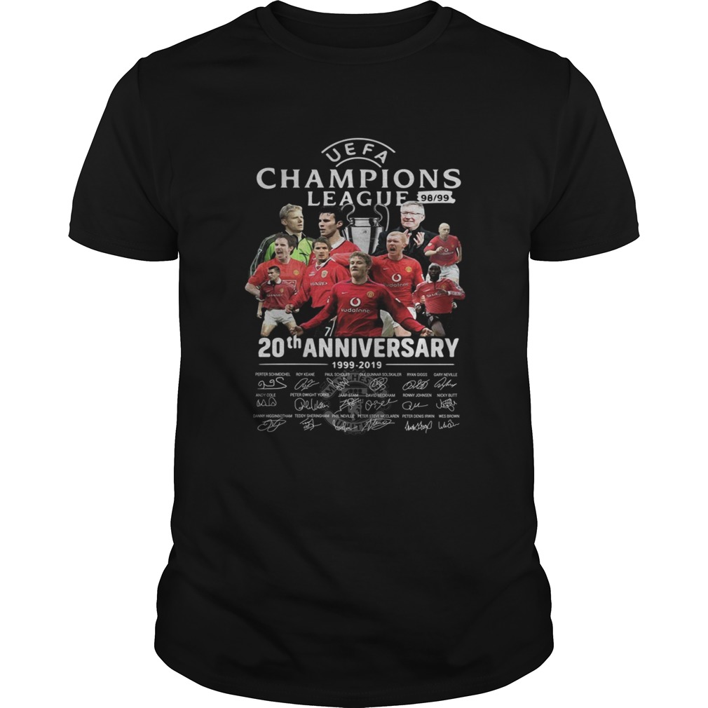 MANCHESTER UNITED UEFA CHAMPIONS LEAGUE 98 99 20TH ANNIVERSARY SIGNATURES SHIRT