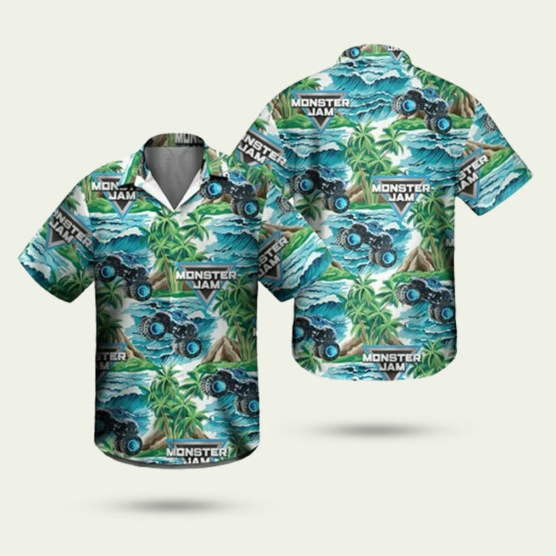 MEGALODON MONSTER TRUCK SUMMER HAWAIIAN SHIRT