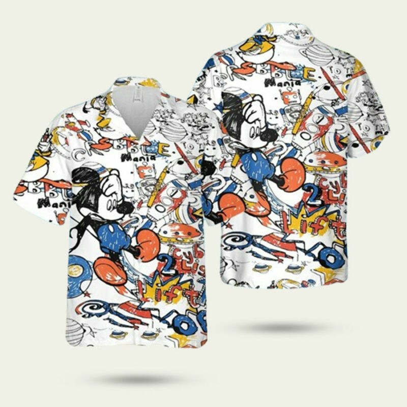 MICKEY MOUSE CARTOON PATTERN DRAWING HAWAIIAN SHIRT