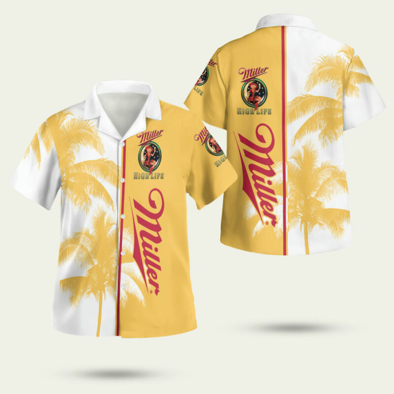 MILLER HIGH LIFE PALM TREE HAWAIIAN SHIRT