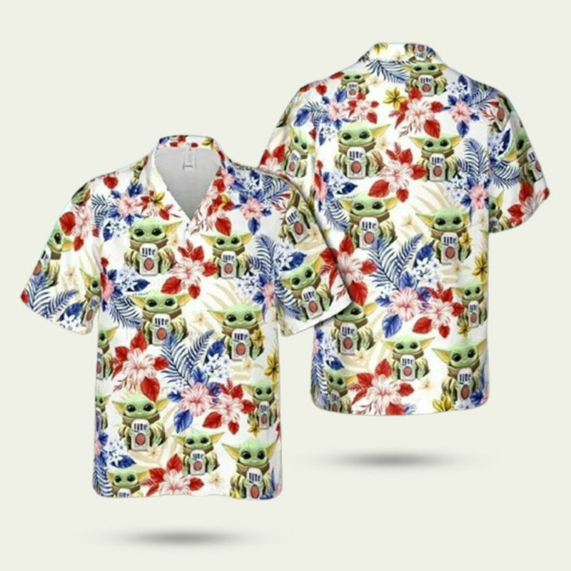 MILLER LITE BABY YODA STAR WARS HAWAIIAN SHIRT