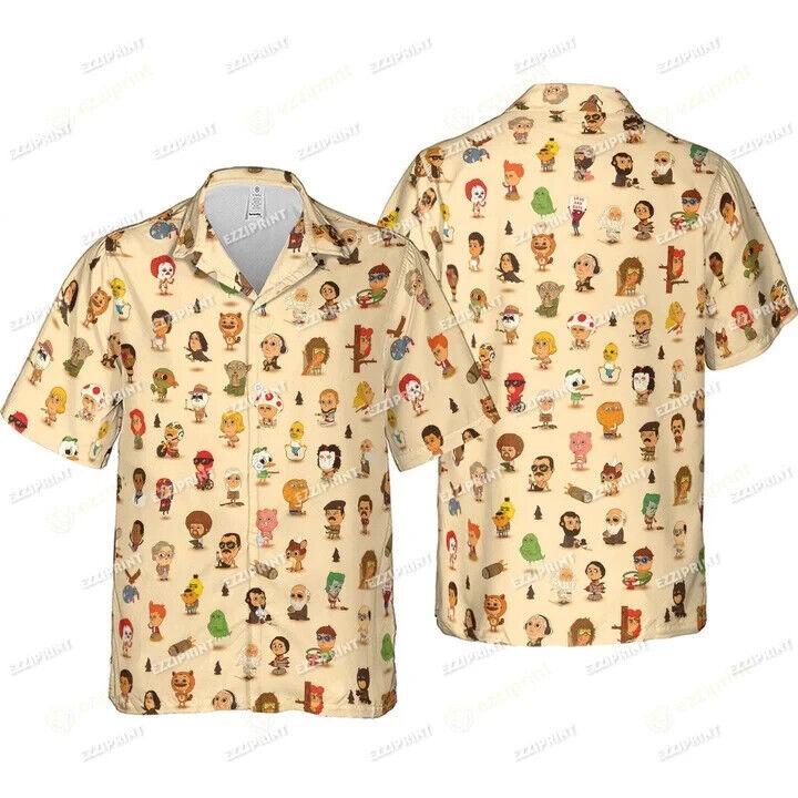 MINI FAMOUS CHARACTERS PATTERN HAWAIIAN SHIR, S-5XL US Size, Gift For Men