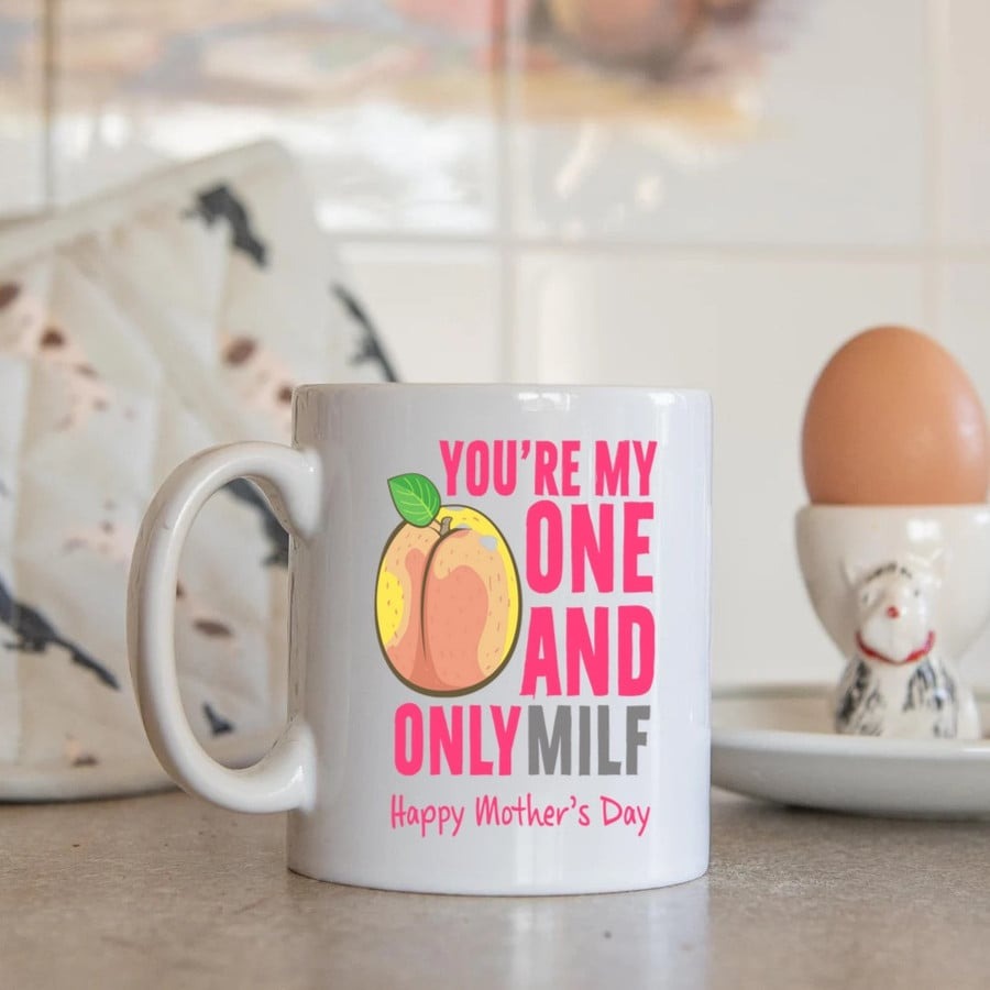 MOM MUG, PINK PEACH MUG YOU'RE MY ONE AND ONLY MILF CUPS, GREAT IDEAS TO MOM FROM DAUGHTER, SON, TO MY MOM FROM SON, PERFECT BIRTHDAY, CHRISTMAS GIFT TO MOMMY, NANA, GRANDMA